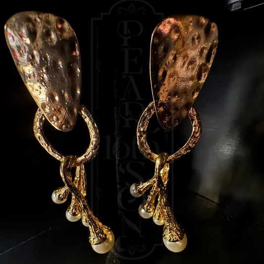 Handcrafted Gold and Pearl Earrings