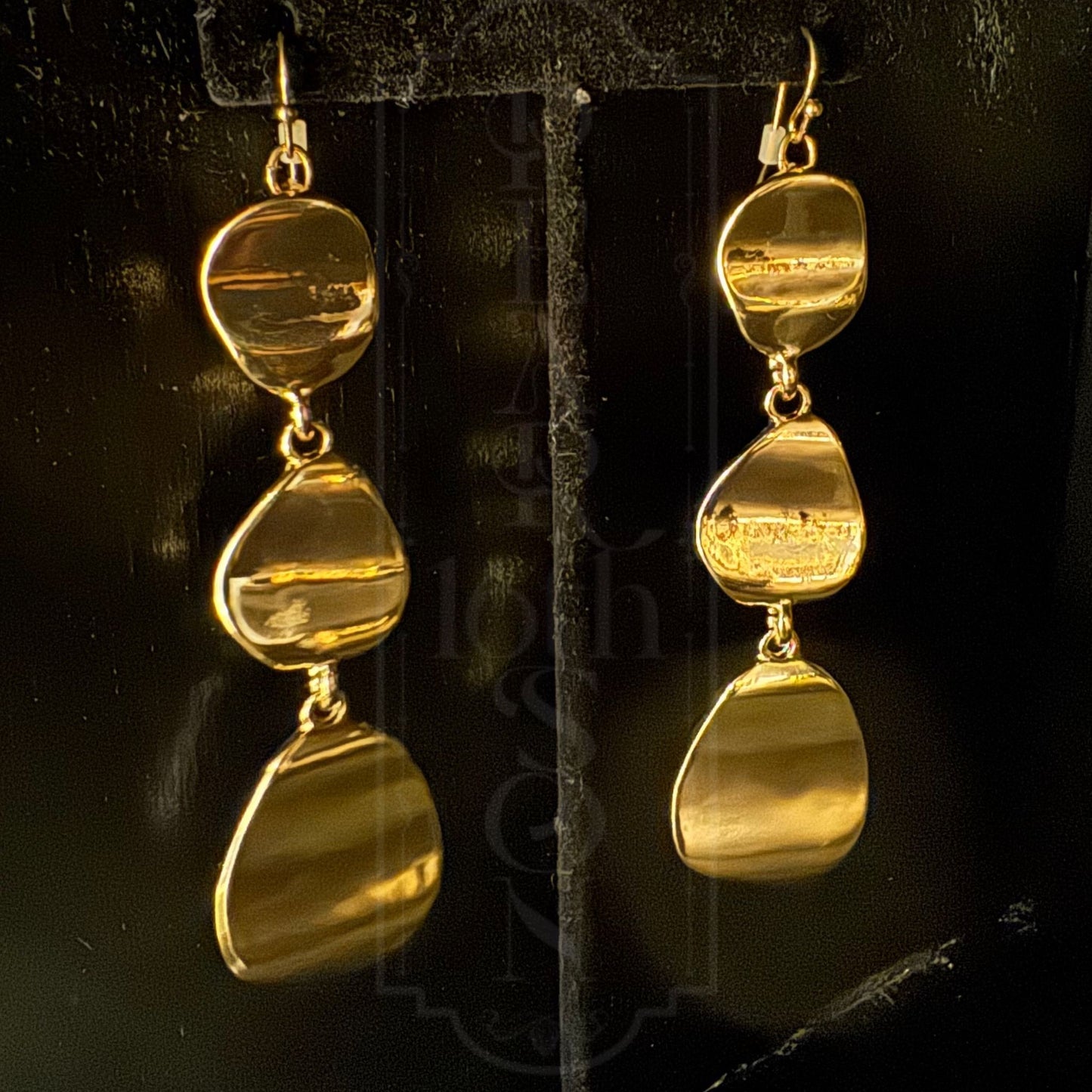 Gold Triple Tiered Earrings