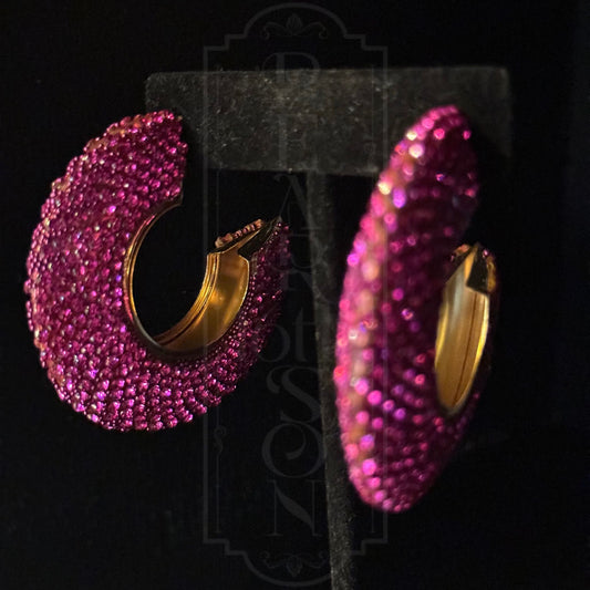 Sequined Fuchsia Hoops
